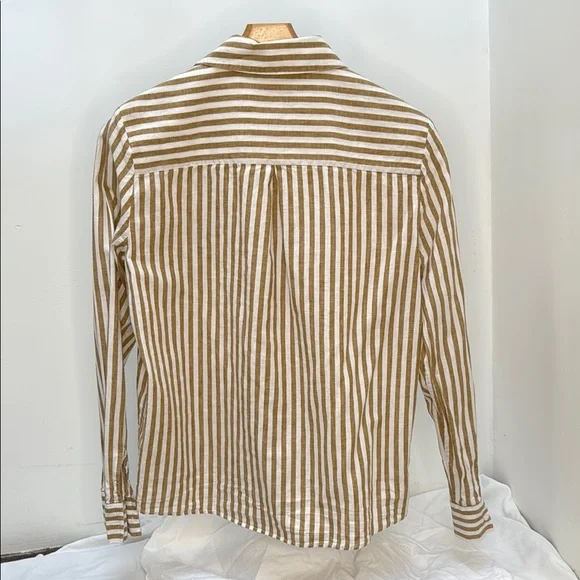Sezane Brown and White Striped Button Down Shirt - Picture 3 of 6